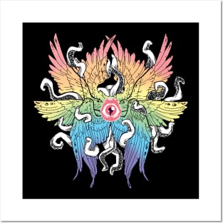 Rainbow tentacles and Angel Wings Posters and Art